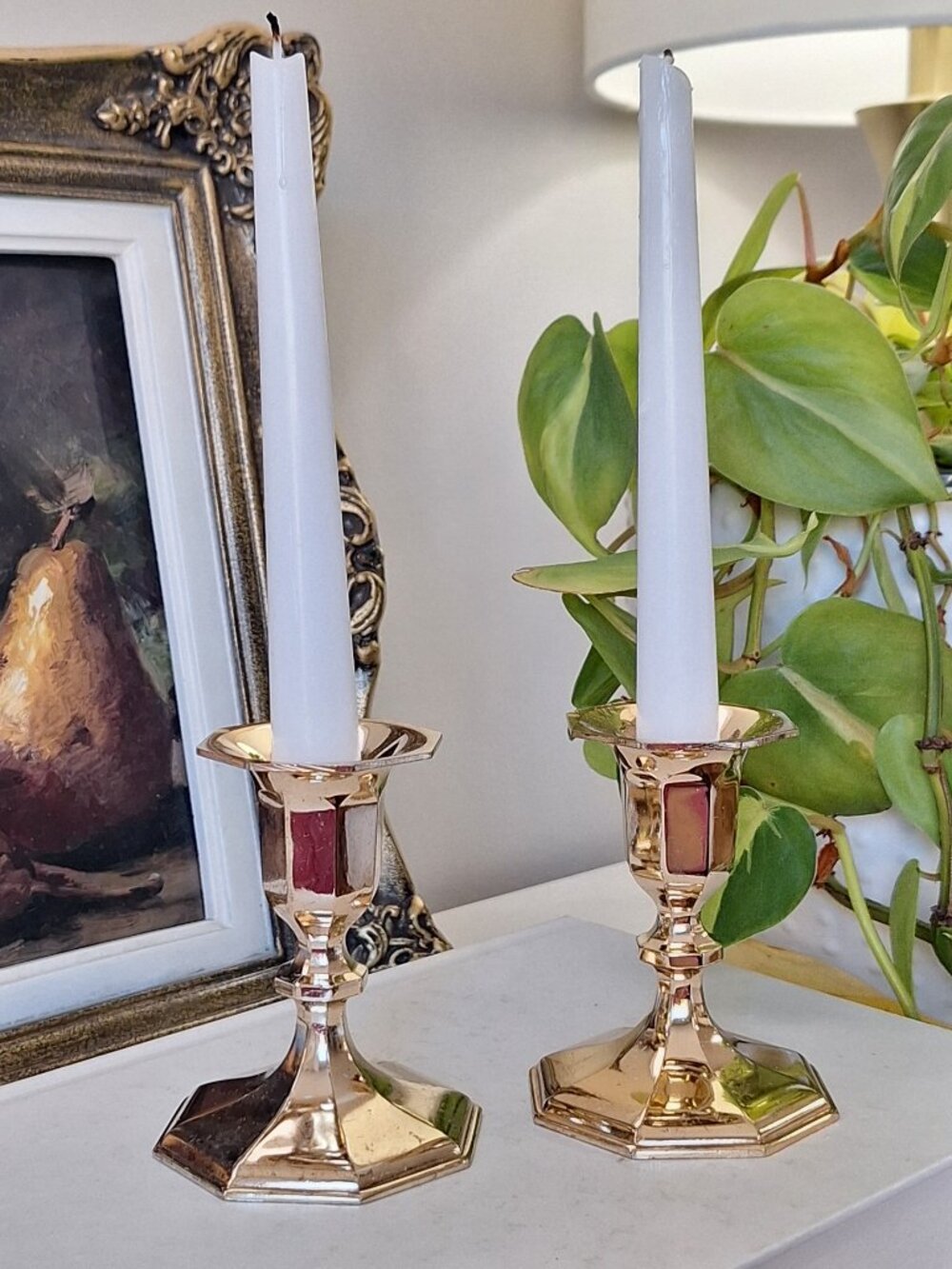 Vintage silver plated taper candle stick holders - candlestick holder set of 2